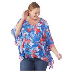 Status by Chenault Plus Size Floral Poncho - NWT
